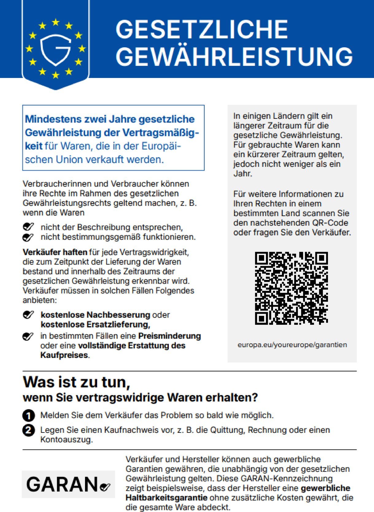 EU-Mitteilung zur gesetzlichen Gewährleistung